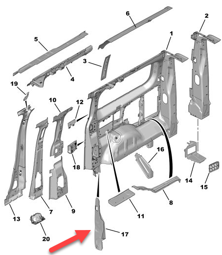 Inderskærmsdel CITROËN JUMPY III Chassis (V) 2.0 BlueHDi 120 AHK (DW10FE)