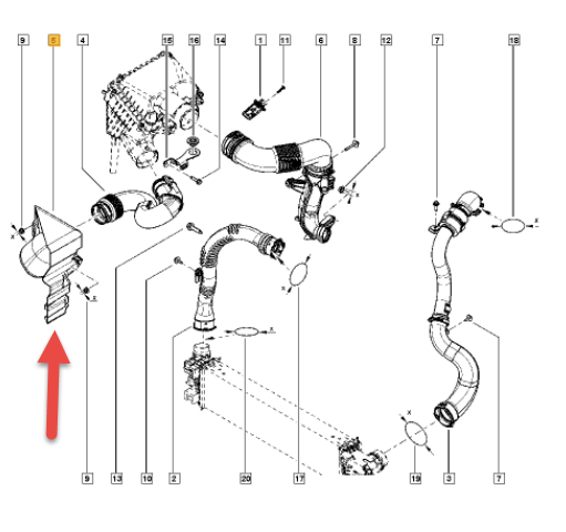 Luftindtag RENAULT TRAFIC III kasse (FG) 1.6 dCi 125 