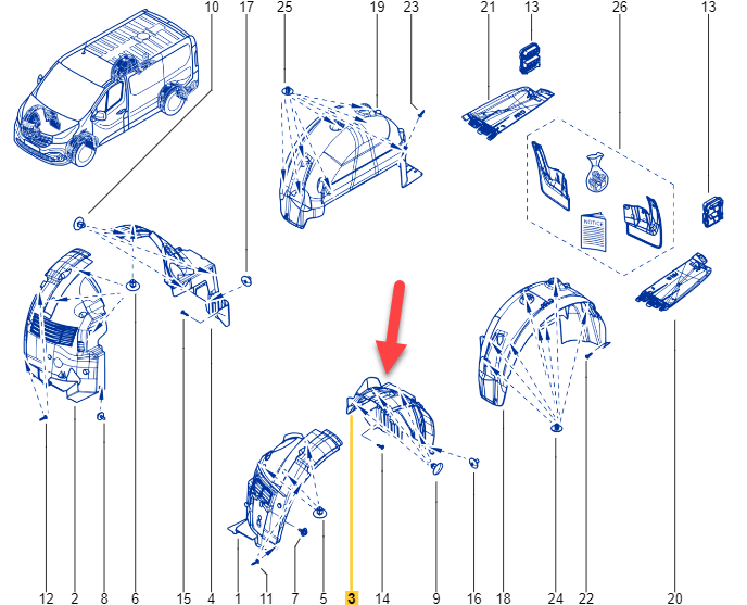 Plastinderskærm RENAULT TRAFIC III Bus (JG) 2.0 dCi 150 (JGMU) M9R717
