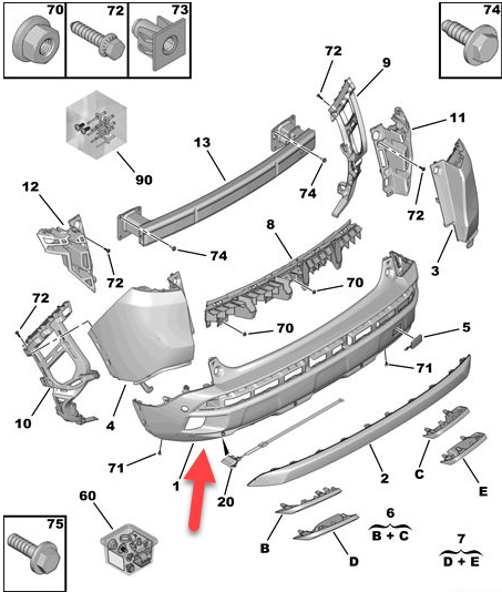 Bagkofanger PEUGEOT 3008 SUV (MC, MR, MJ, M4) 1.6 BlueHDi 100 BHY (DV6FD)