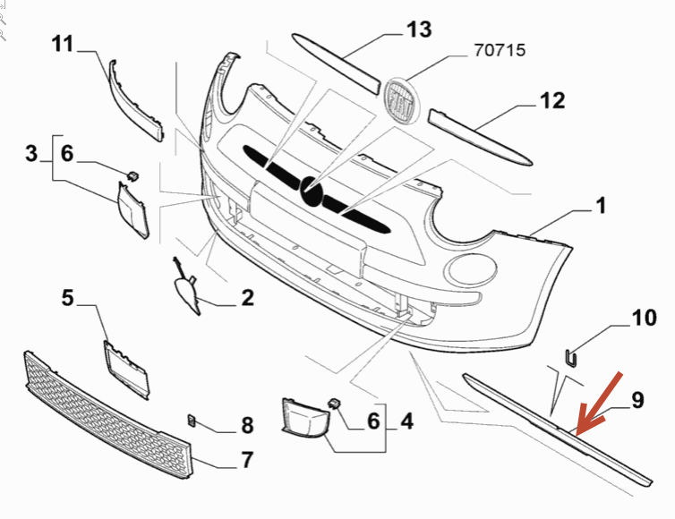 Spoiler FIAT 500 (312) 1.4 (301J410) 169 A3.000