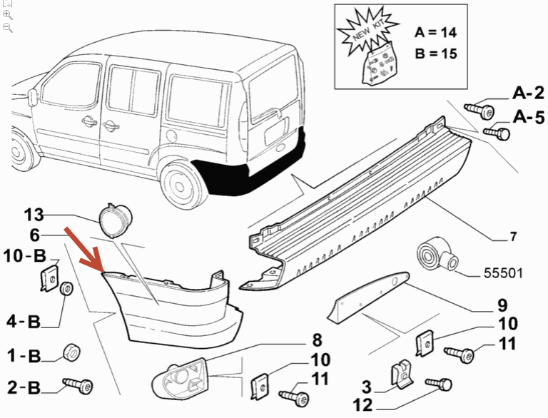Bagkofangerhjørne FIAT DOBLO Kassevogn / MPV (223) 1.4 350 A1.000