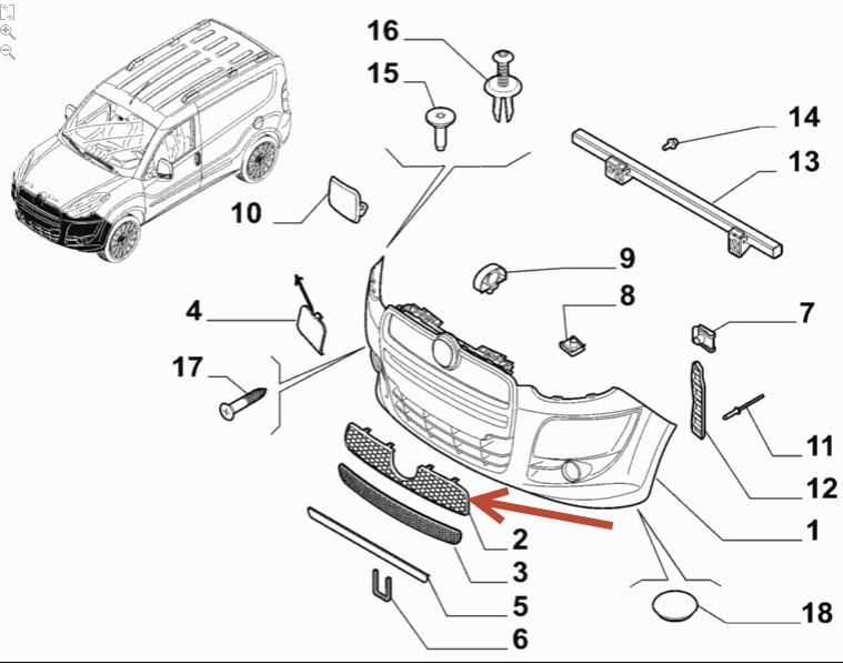 Gitter FIAT DOBLO Van (263) 1.6 D Multijet (263AXH1A, 263AXL11, 263AXH1B) 263 A5.000
