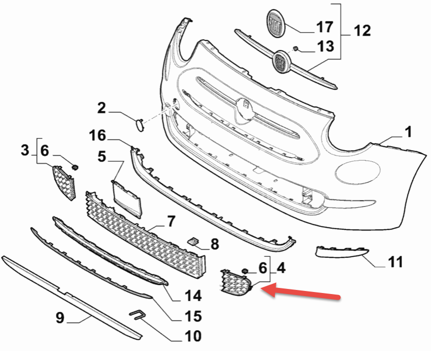Gitter FIAT 500 (312) 1.4 (301J410) 169 A3.000