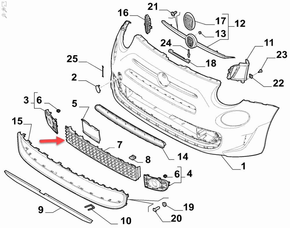 Gitter FIAT 500 C (312) 1.0 Mild Hybrid (312.AYD1B) 463 41 162