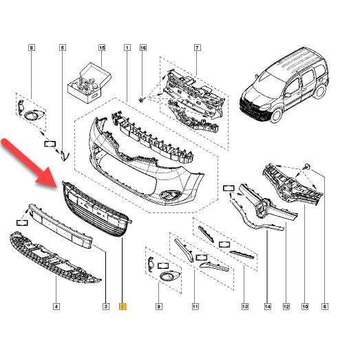 Gitter RENAULT KANGOO / GRAND KANGOO II (KW0/1) 1.5 dCi 105 (KW0F) K9K 806