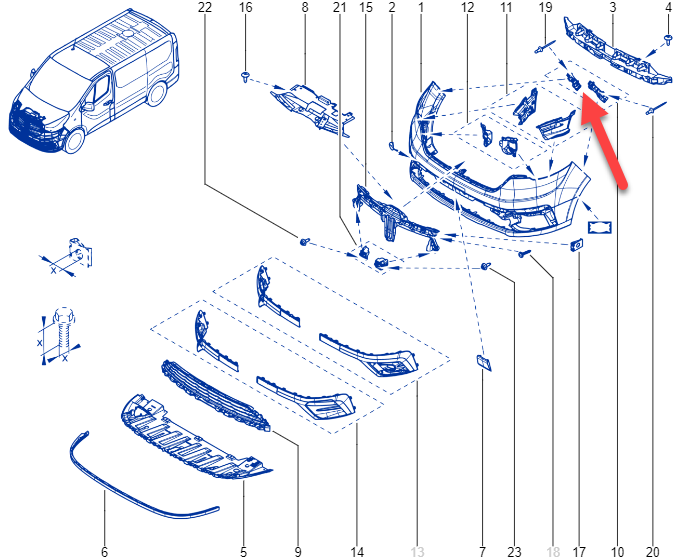 Holdersæt RENAULT TRAFIC III kasse (FG) 1.6 dCi 115 R9M 408