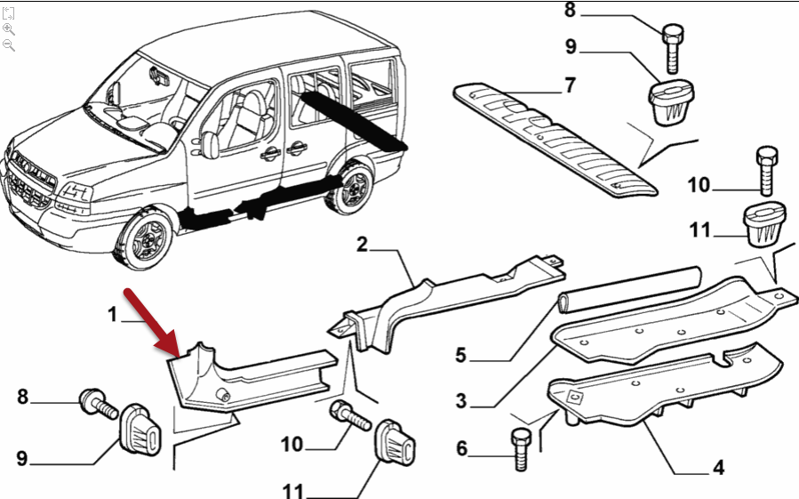 Beklædning Doblo 00-09 FIAT DOBLO Kassevogn / MPV (223) 1.4 350 A1.000
