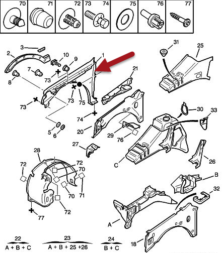 Forskærm 106 XSI -3/96 PEUGEOT 106 I (1A, 1C) 1.6 NFZ (TU5JP)