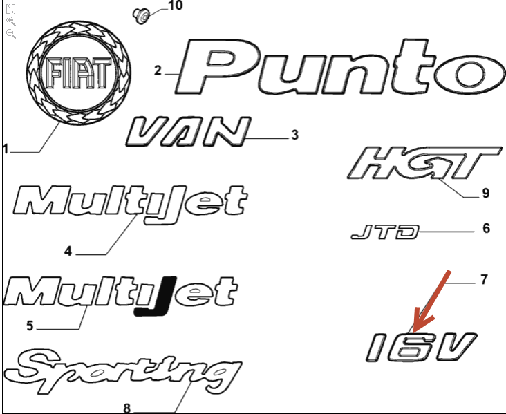 Emblem på bagklap Fiat FIAT DOBLO Kassevogn / MPV (223) 1.4 350 A1.000