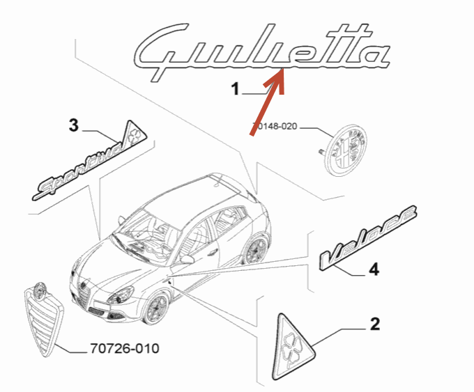 Emblem på bagklap Giulietta ALFA ROMEO GIULIETTA (940) 1.4 TB (940FXB1A) 940 A2.000