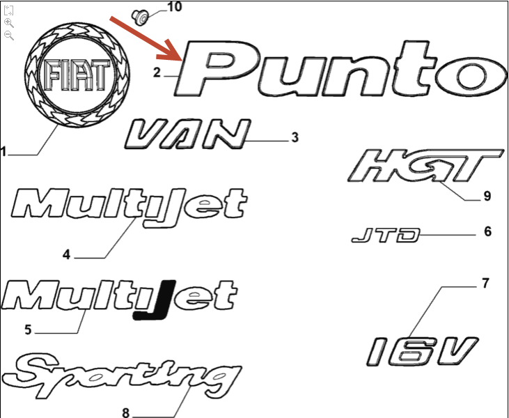 Emblem FIAT PUNTO (188) 1.4 843 A1.000