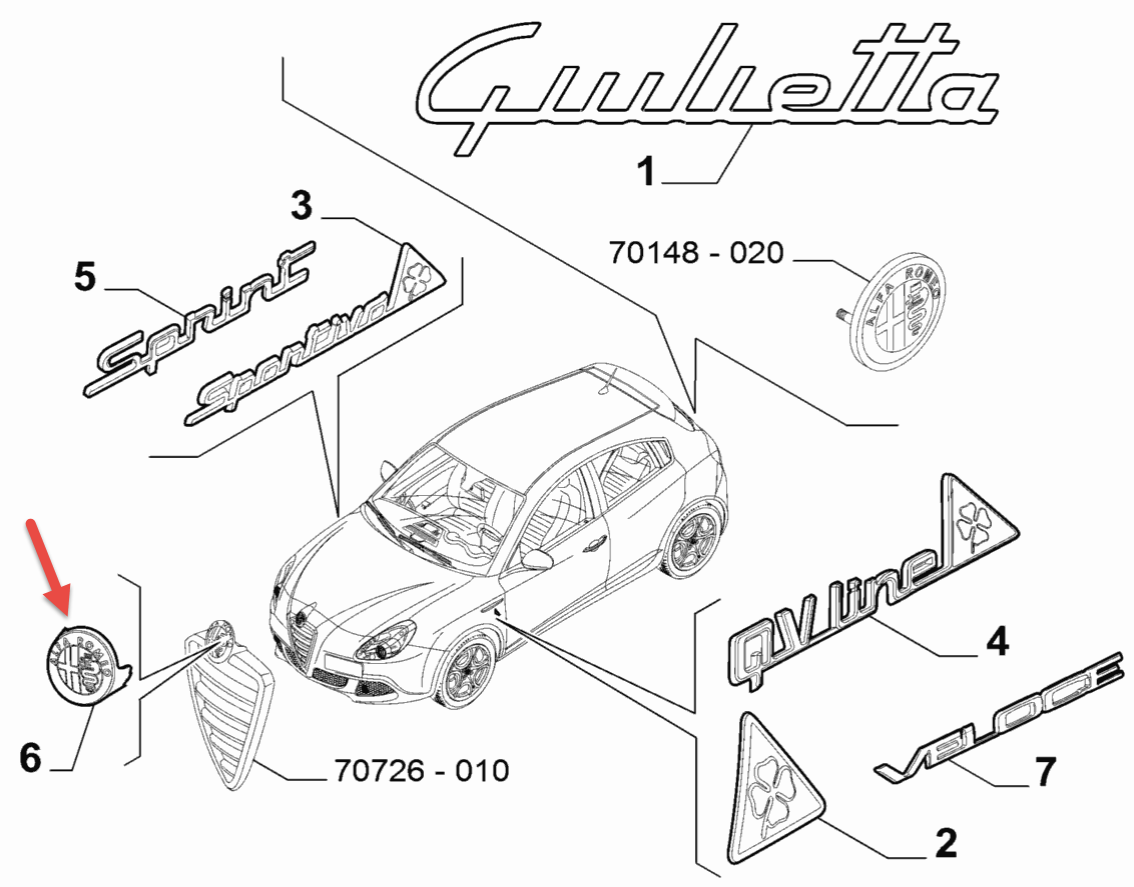 Emblem ALFA ROMEO GIULIETTA (940) 1.4 TB (940FXG1A) 955 A8.000