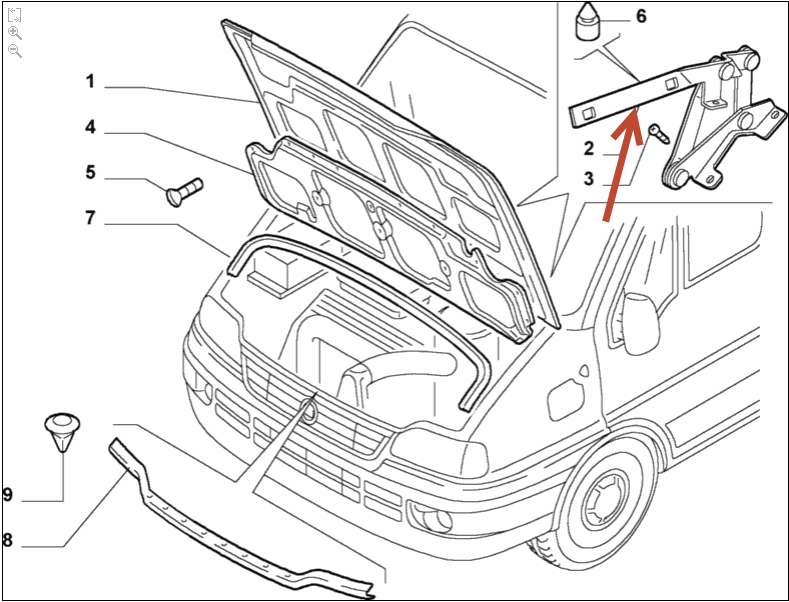 Hjelmhængsel Venstre CITROËN JUMPER I Chassis (230) 2.5 TDi THX (DJ5TED)