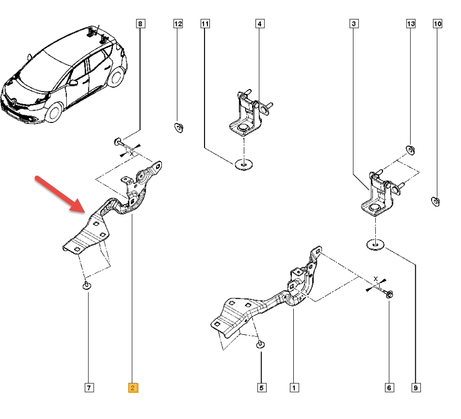 Hjelmhængsel RENAULT SCÉNIC IV (J9) 1.5 dCi 110 K9K 647