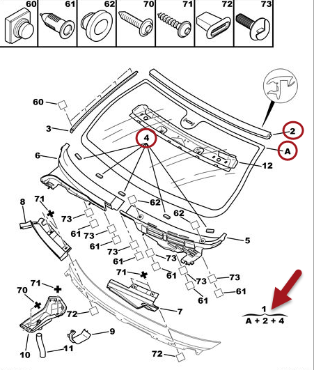 Frontrude med regnsensor CITROËN XSARA (N1) 2.0 HDi 90 RHY (DW10TD)