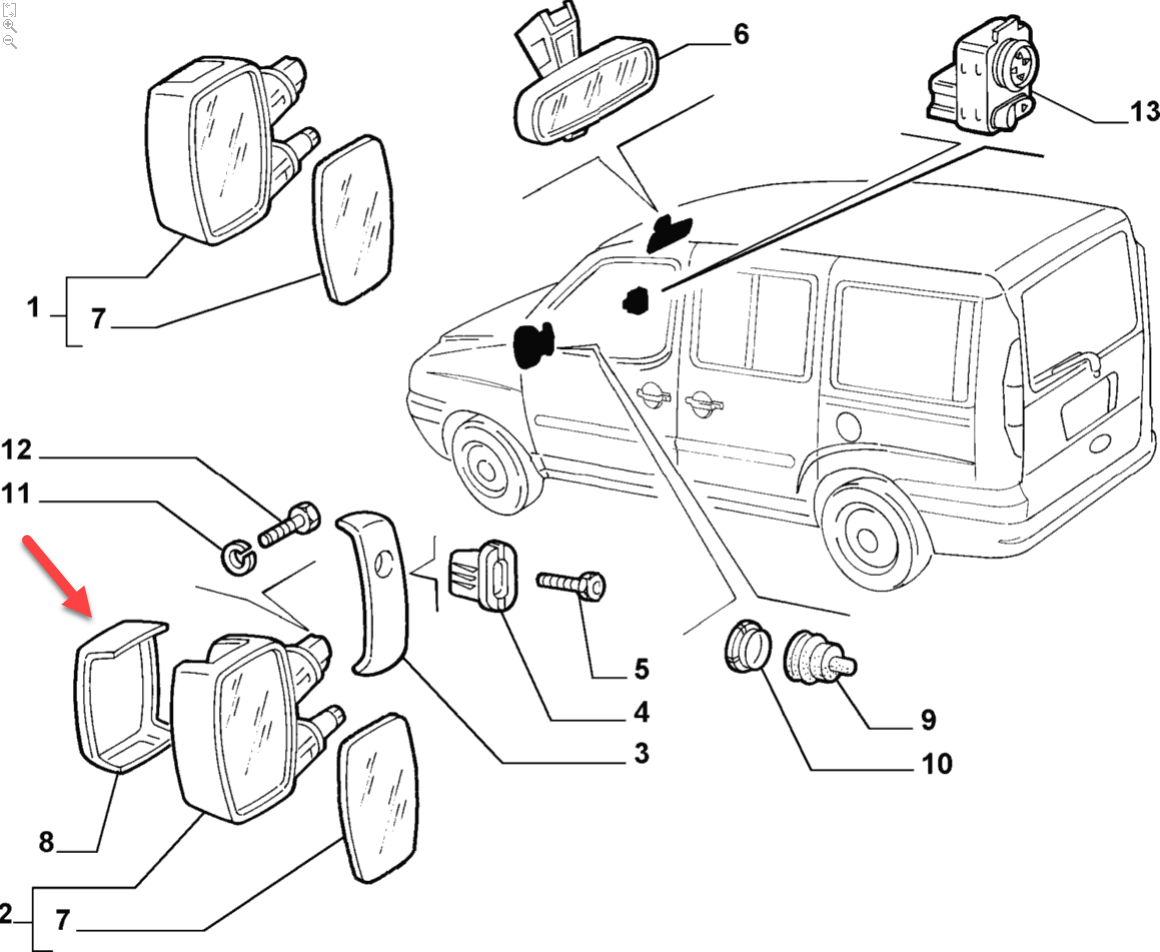 Spejlskal FIAT DOBLO Kassevogn / MPV (223) 1.3 D Multijet 199 A2.000