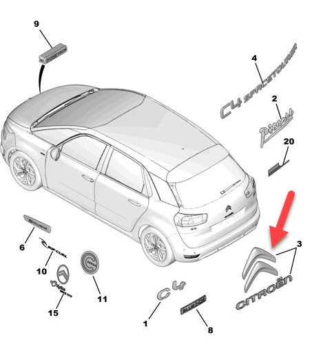Emblem CITROËN GRAND C4 SPACETOURER (3A, 3E) 1.2 PureTech 130 HNY (EB2DTS)