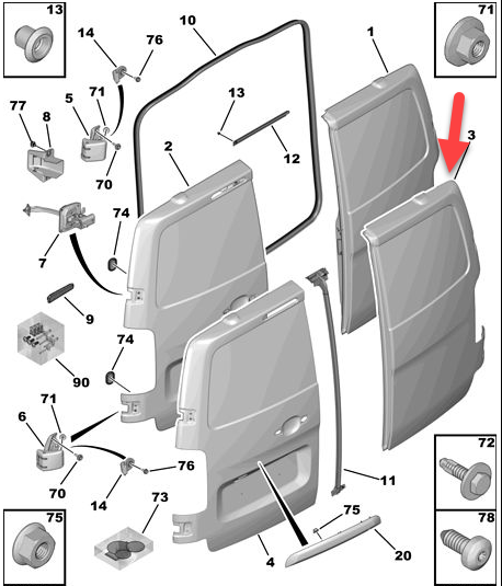 Dørplade PEUGEOT EXPERT Bus (V) 2.0 BlueHDi 150 AHX (DW10FD)