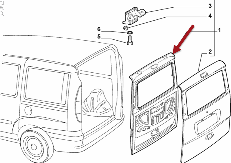 Bagklap Doblo -05 FIAT DOBLO Kassevogn / MPV (223) 1.4 350 A1.000