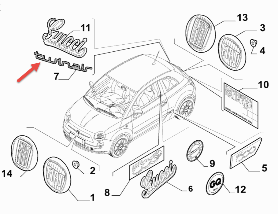 Emblem FIAT 500 (312) 1.4 (301J410) 169 A3.000