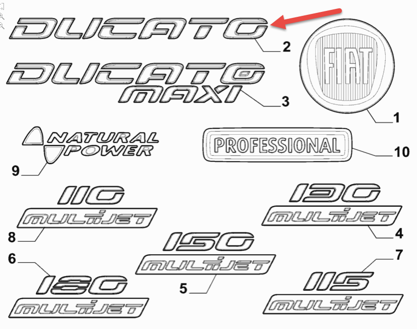 Emblem FIAT DUCATO Bus (250, 290) 130 Multijet 2,3 D F1AGL411M