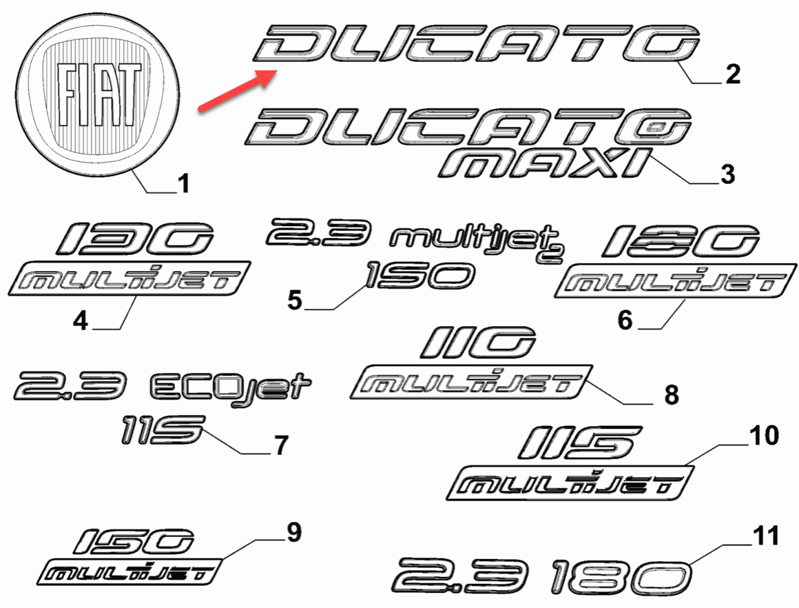 Emblem FIAT DUCATO Bus (250, 290) 130 Multijet 2,3 D F1AGL411M