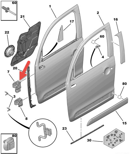 Dørhængsel CITROËN C3 PICASSO (SH) 1.6 HDI 90 9HP (DV6DTED)