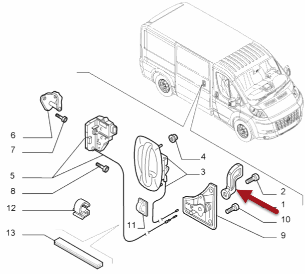 Skydedørshåndtag Ducato III FIAT DUCATO Bus (250, 290) 120 Multijet 2,3 D F1AE0481D
