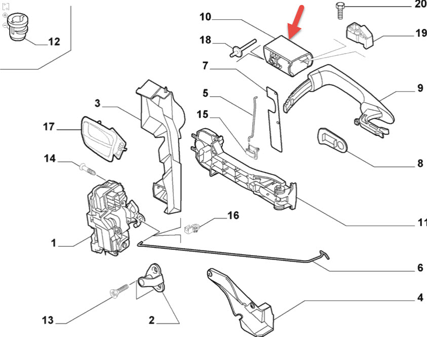 Dørhåndtags ende CITROËN C8 (EA, EB) 2.2 HDi 4HW (DW12TED4)
